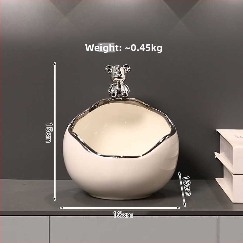 Keramikinis lokys raktų laikiklis įėjimo dekorui, rankomis dažytas, lengvas prabanga stilius