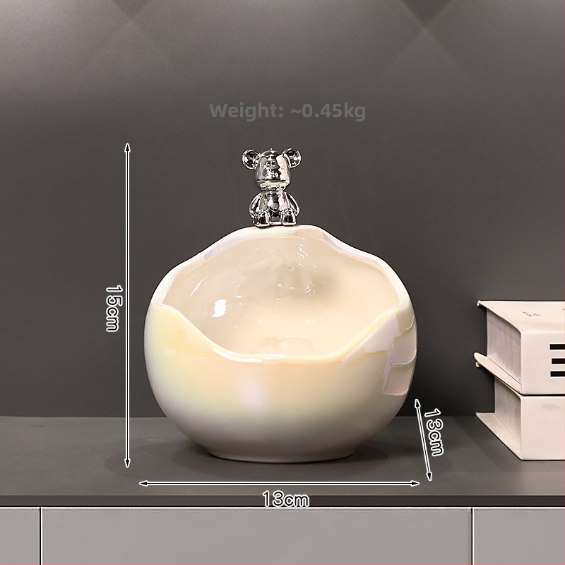 Keramikinis lokys raktų laikiklis įėjimo dekorui, rankomis dažytas, lengvas prabanga stilius