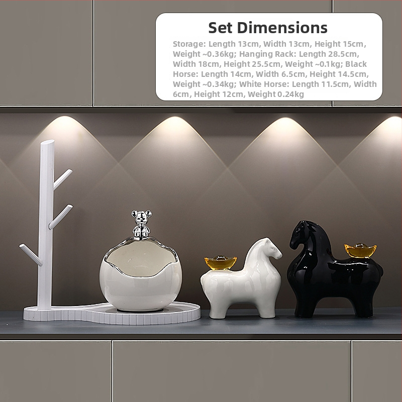 Keramikinis lokys raktų laikiklis įėjimo dekorui, rankomis dažytas, lengvas prabanga stilius