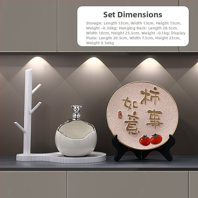 Keramikinis lokys raktų laikiklis įėjimo dekorui, rankomis dažytas, lengvas prabanga stilius