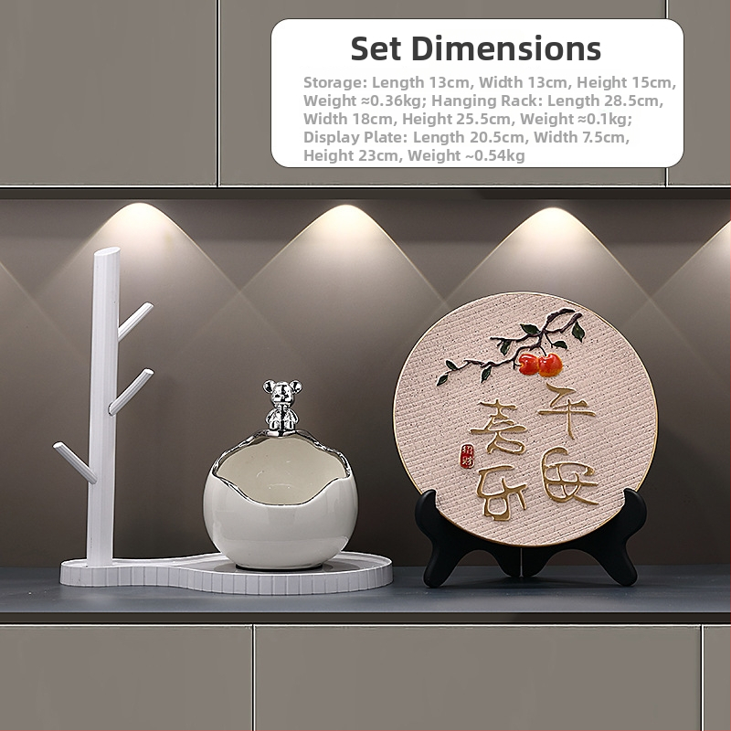 Keramikinis lokys raktų laikiklis įėjimo dekorui, rankomis dažytas, lengvas prabanga stilius