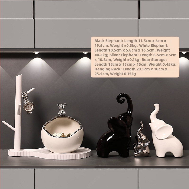 Keramikinis lokys raktų laikiklis įėjimo dekorui, rankomis dažytas, lengvas prabanga stilius