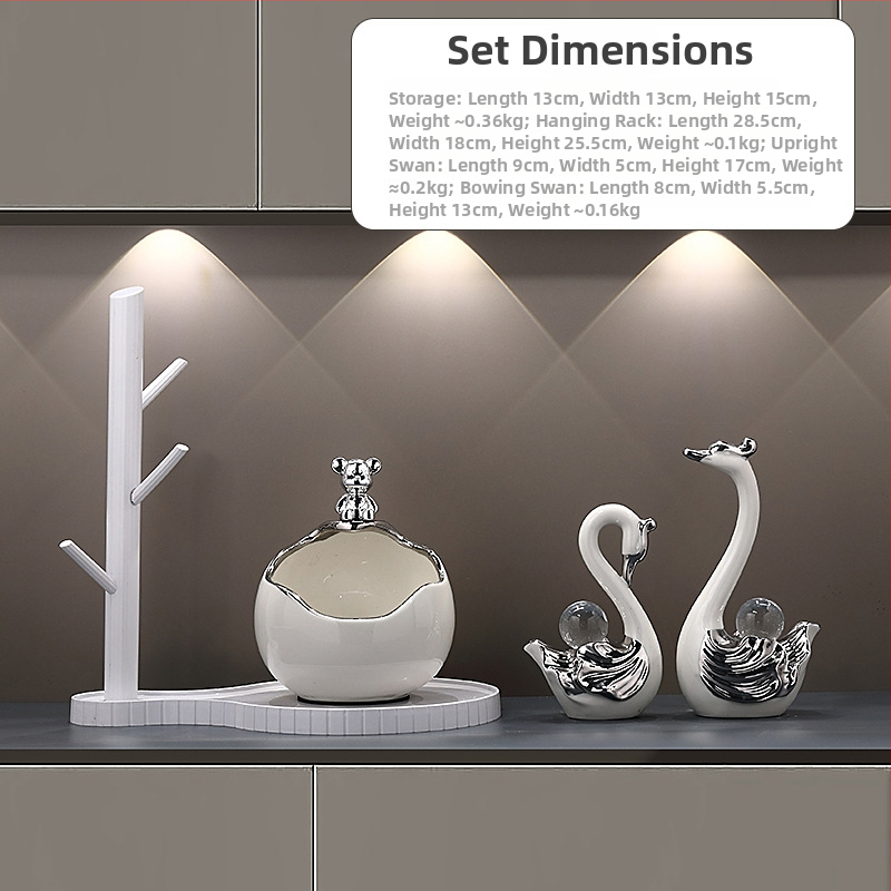 Keramikinis lokys raktų laikiklis įėjimo dekorui, rankomis dažytas, lengvas prabanga stilius