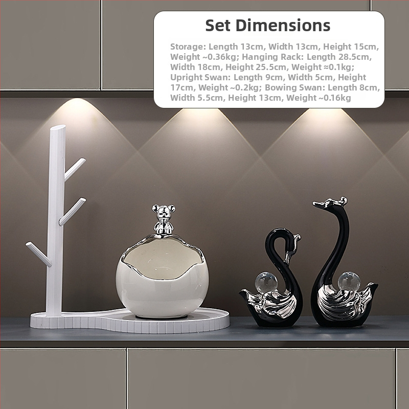 Keramikinis lokys raktų laikiklis įėjimo dekorui, rankomis dažytas, lengvas prabanga stilius