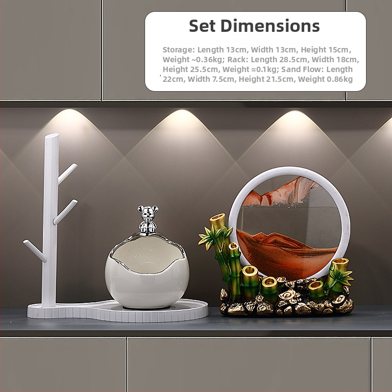 Keramikinis lokys raktų laikiklis įėjimo dekorui, rankomis dažytas, lengvas prabanga stilius