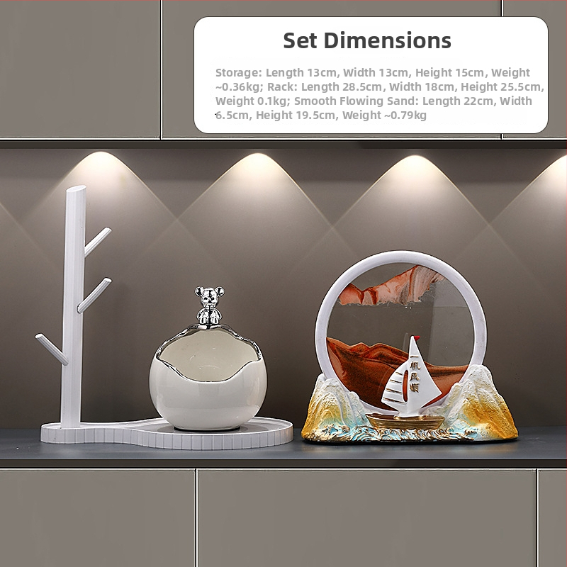 Keramikinis lokys raktų laikiklis įėjimo dekorui, rankomis dažytas, lengvas prabanga stilius