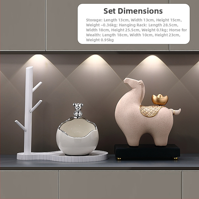 Keramikinis lokys raktų laikiklis įėjimo dekorui, rankomis dažytas, lengvas prabanga stilius