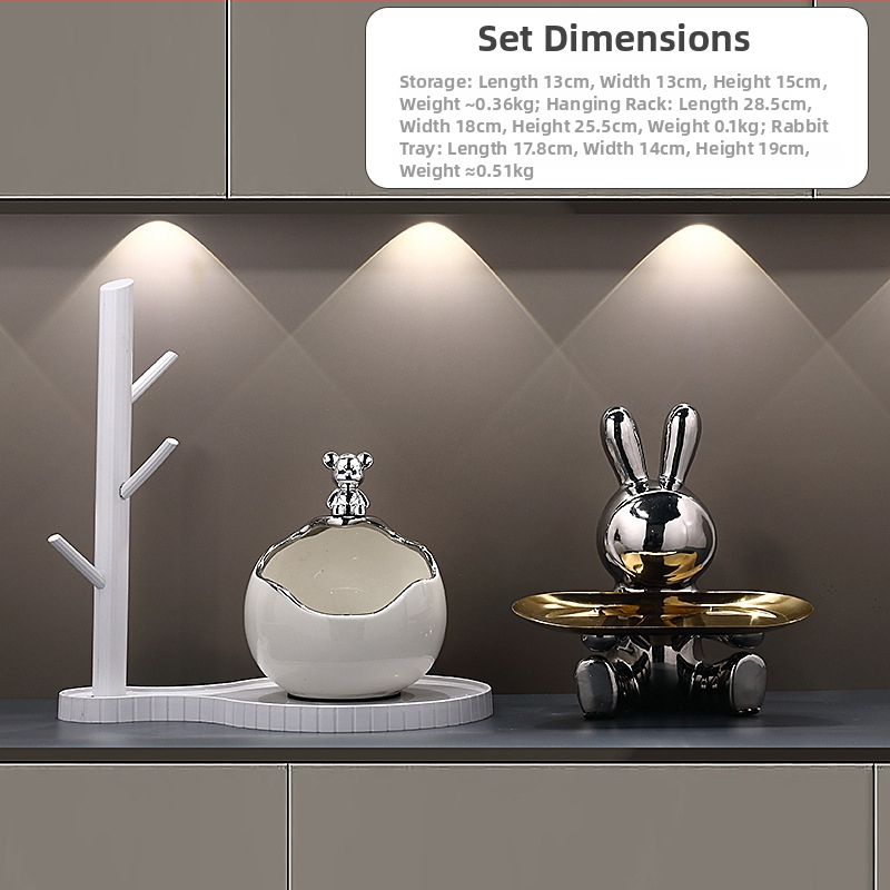 Keramikinis lokys raktų laikiklis įėjimo dekorui, rankomis dažytas, lengvas prabanga stilius