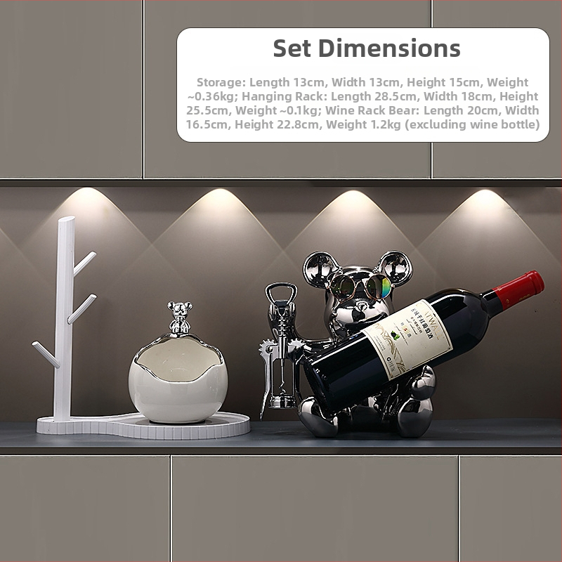 Keramikinis lokys raktų laikiklis įėjimo dekorui, rankomis dažytas, lengvas prabanga stilius