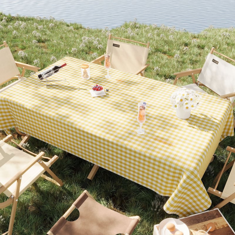 PVC staltiesė kempingui, atspari vandeniui ir aliejui, apsauga nuo nudegimų ir šilumos izoliacija, stačiakampio formos su gėlių raštu, šiuolaikiškas stilius