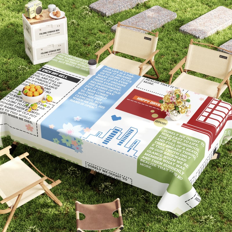 PVC staltiesė kempingui, atspari vandeniui ir aliejui, apsauga nuo nudegimų ir šilumos izoliacija, stačiakampio formos su gėlių raštu, šiuolaikiškas stilius