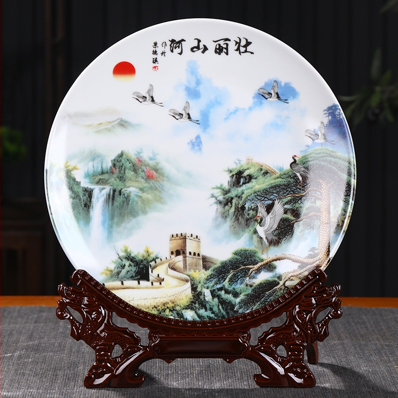 Декоративна порцеланова чиния, китайски стил, стенна закачалка за дневната, занаят: 21404813966