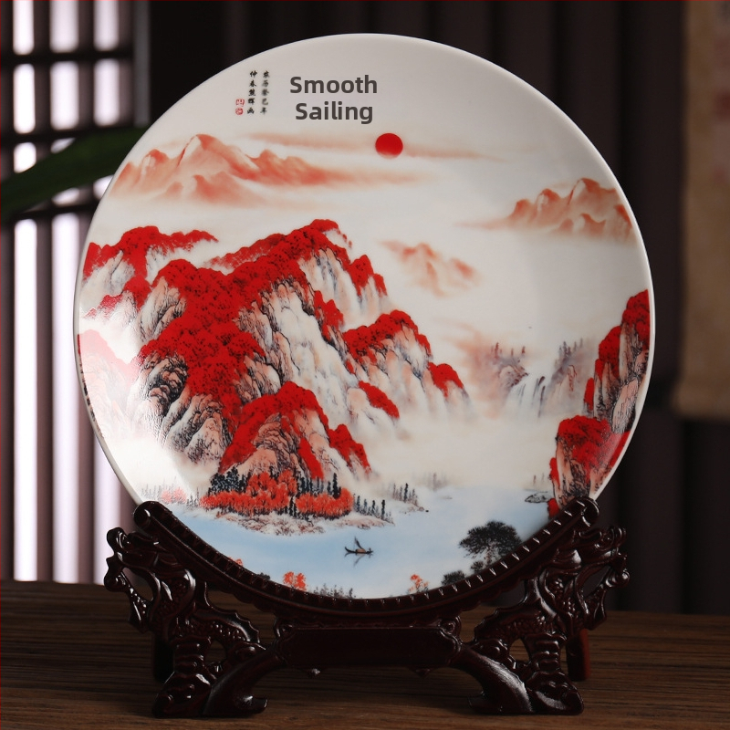 Декоративна порцеланова чиния, китайски стил, стенна закачалка за дневната, занаят: 21404813966