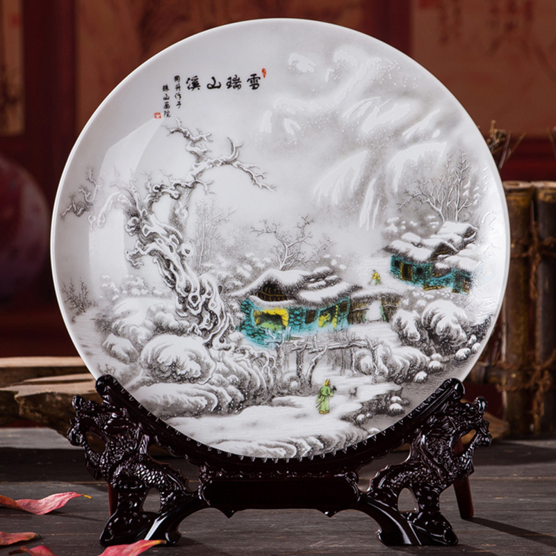 Dekoratyvinė porcelianinė lėkštė, kinų stiliaus, sieninis dekoras svetainei, amatininko kodas 21404813966