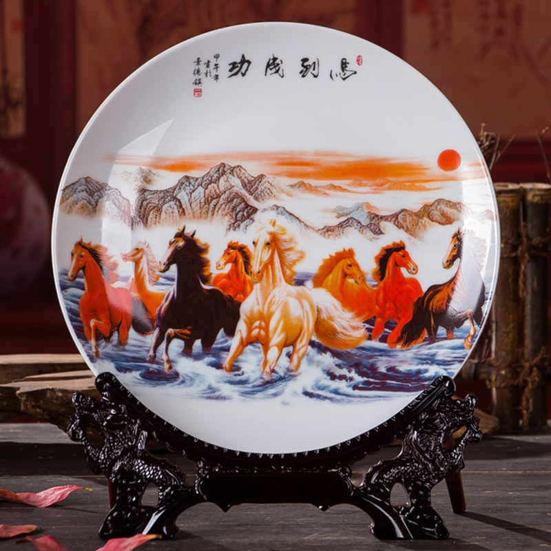 Dekoratyvinė porcelianinė lėkštė, kinų stiliaus, sieninis dekoras svetainei, amatininko kodas 21404813966