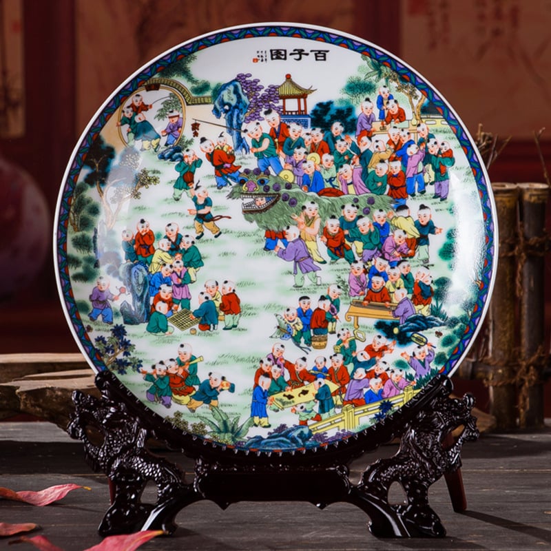 Dekoratyvinė porcelianinė lėkštė, kinų stiliaus, sieninis dekoras svetainei, amatininko kodas 21404813966