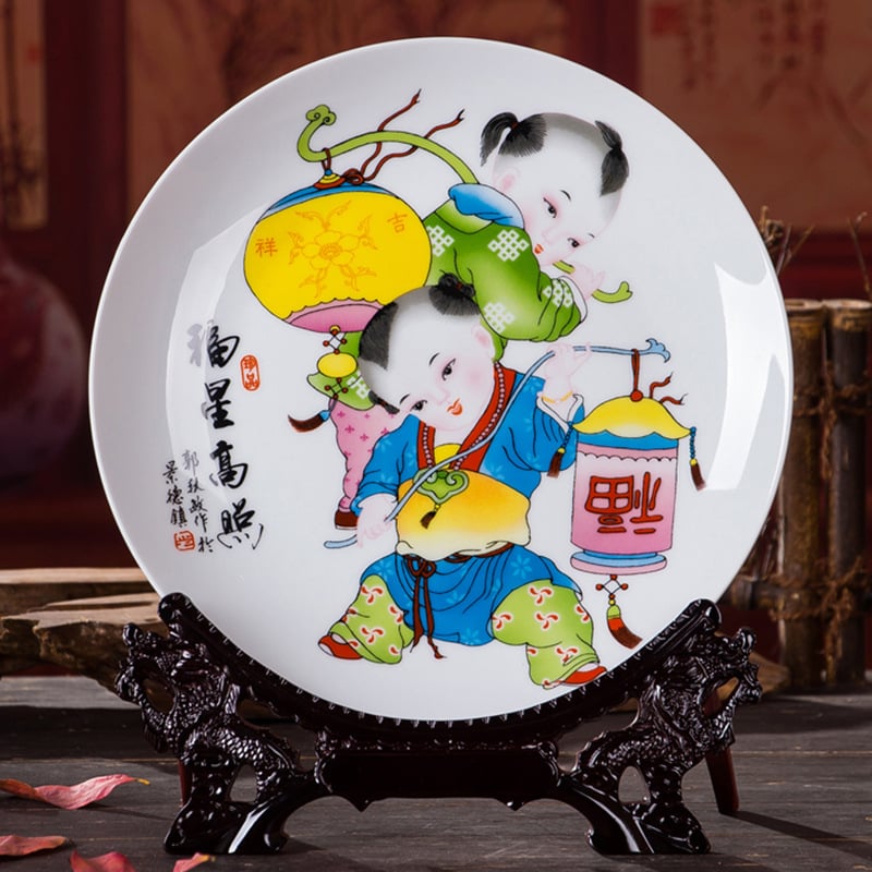 Dekoratyvinė porcelianinė lėkštė, kinų stiliaus, sieninis dekoras svetainei, amatininko kodas 21404813966