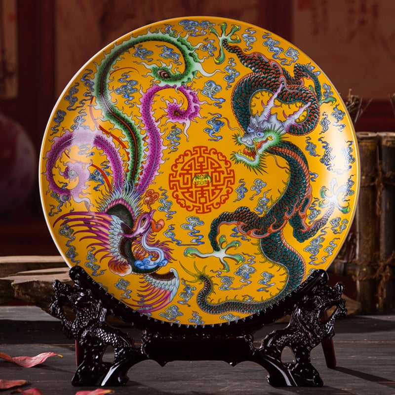 Dekoratyvinė porcelianinė lėkštė, kinų stiliaus, sieninis dekoras svetainei, amatininko kodas 21404813966