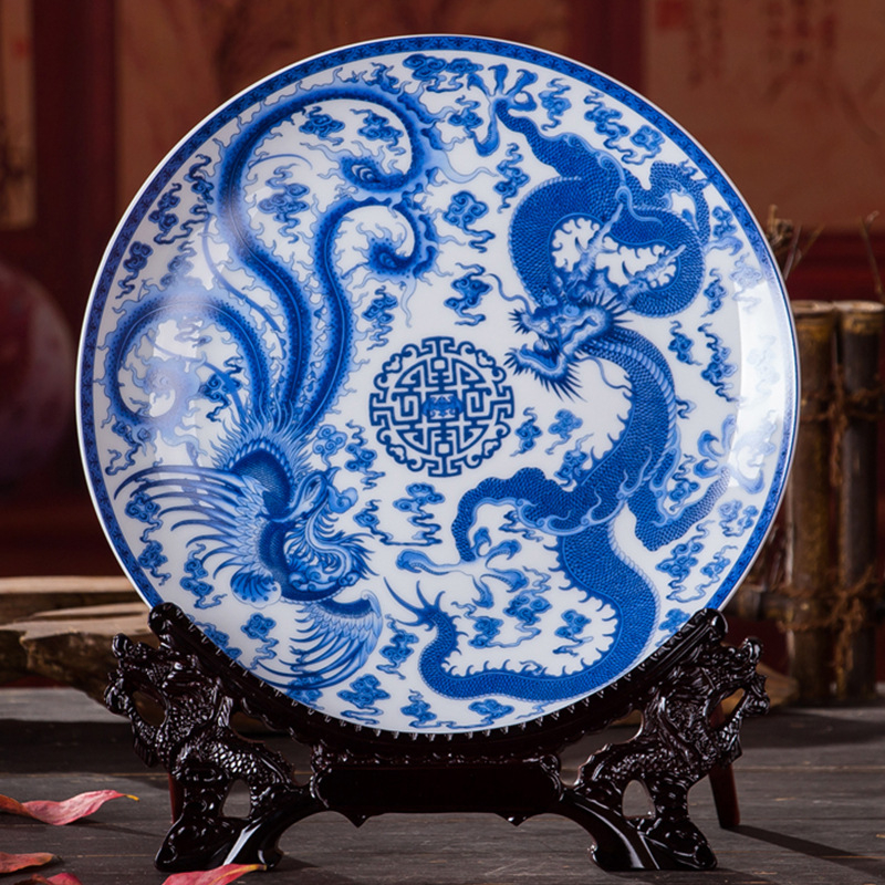 Dekoratyvinė porcelianinė lėkštė, kinų stiliaus, sieninis dekoras svetainei, amatininko kodas 21404813966