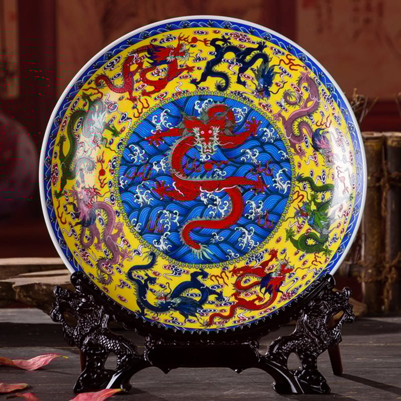 Dekoratyvinė porcelianinė lėkštė, kinų stiliaus, sieninis dekoras svetainei, amatininko kodas 21404813966