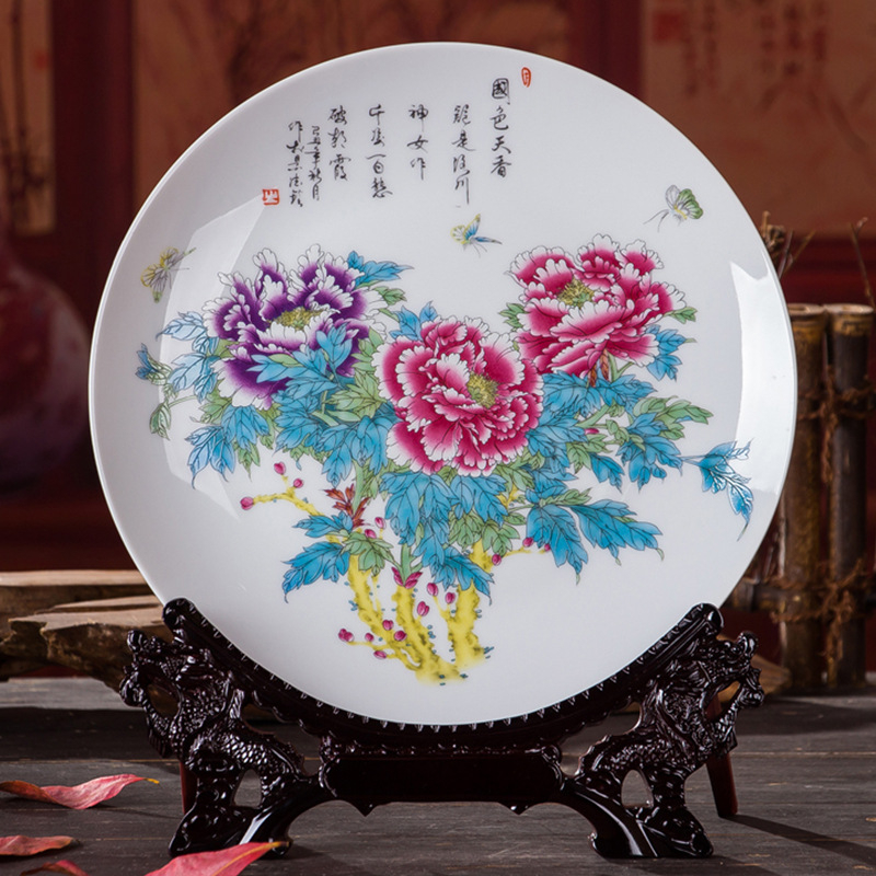 Dekoratyvinė porcelianinė lėkštė, kinų stiliaus, sieninis dekoras svetainei, amatininko kodas 21404813966