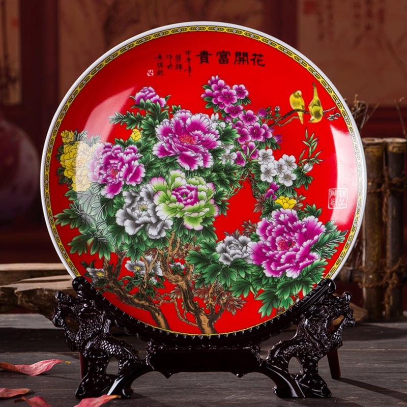 Dekoratyvinė porcelianinė lėkštė, kinų stiliaus, sieninis dekoras svetainei, amatininko kodas 21404813966