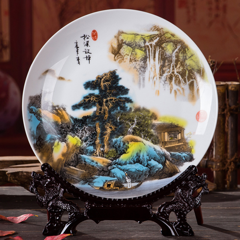 Dekoratyvinė porcelianinė lėkštė, kinų stiliaus, sieninis dekoras svetainei, amatininko kodas 21404813966