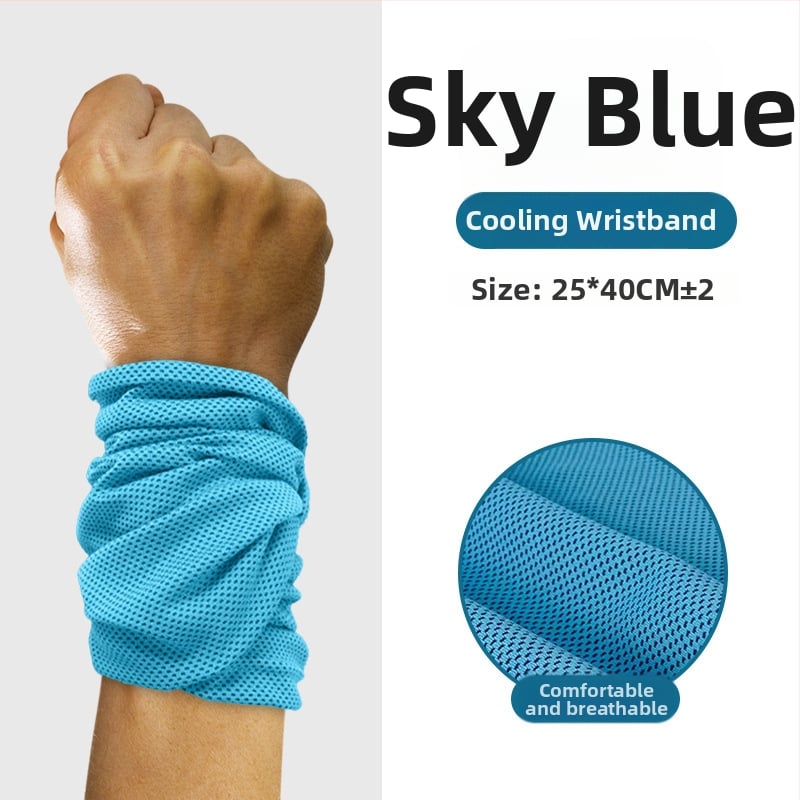 Sportinis riešo rankšluostis, poliesteris, siuvami kraštai, 145 g, greitas atvėsinimas ir džiovinimas, prakaito sugėrimas 0-5 s