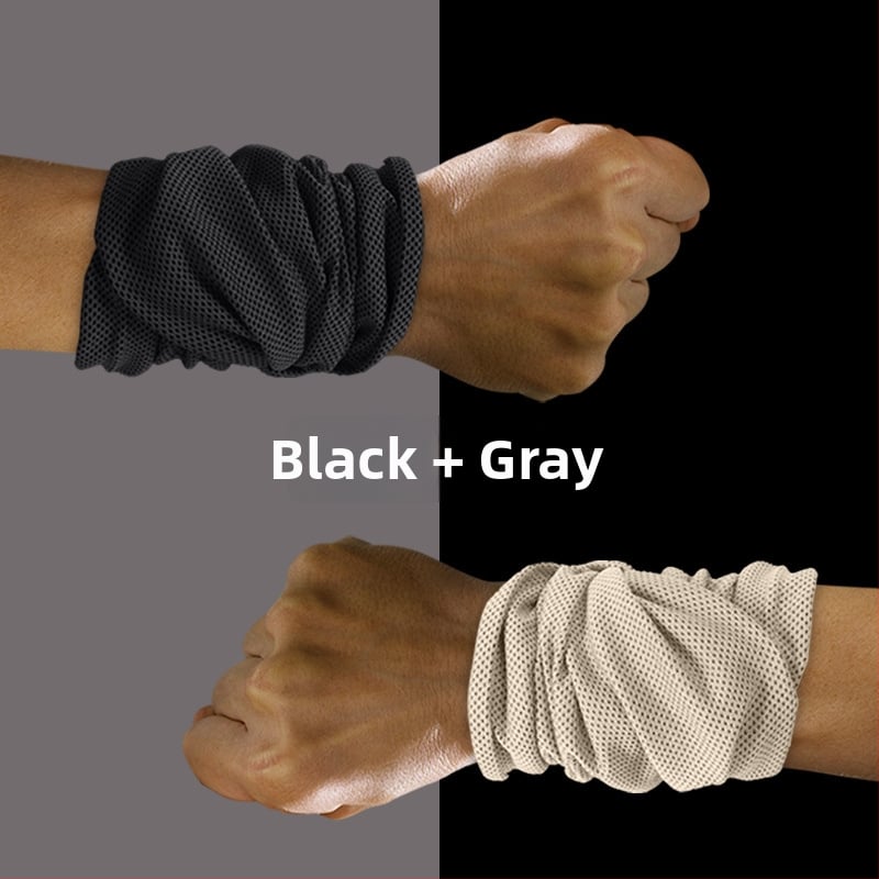 Sportinis riešo rankšluostis, poliesteris, siuvami kraštai, 145 g, greitas atvėsinimas ir džiovinimas, prakaito sugėrimas 0-5 s