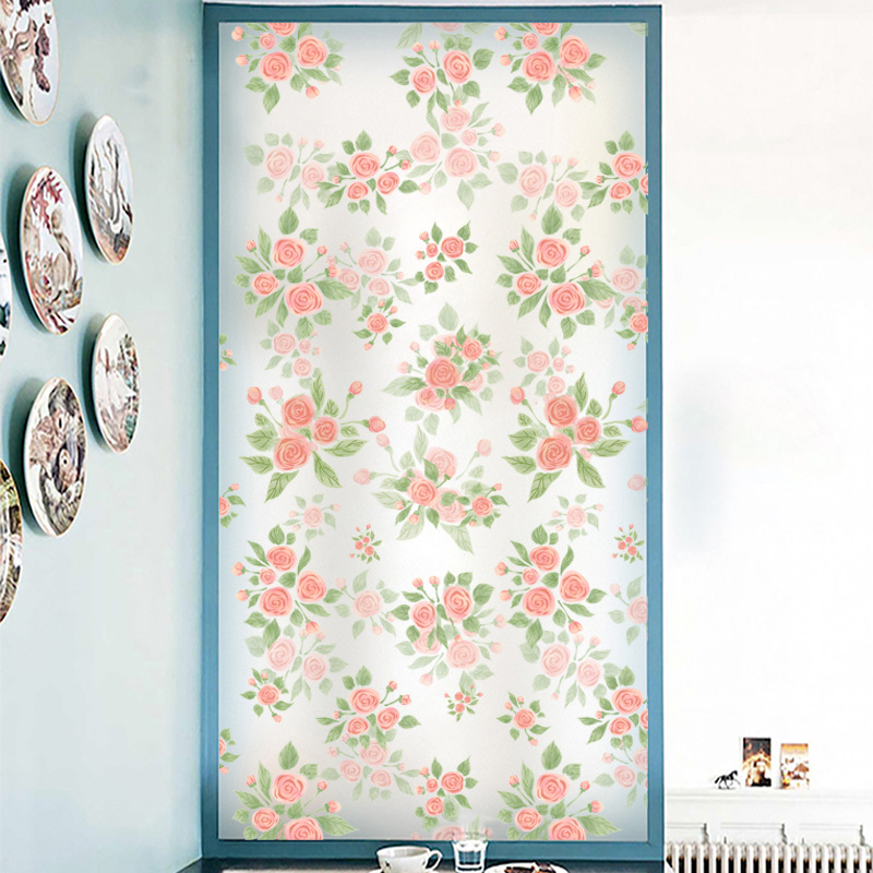 Langų plėvelė su matinou paviršiumi – elektrostatinis prilipimas, PVC; stilius: Naujasis Kinijos stilius; tinkama svetainei, miegamajam ir vonios kambariui