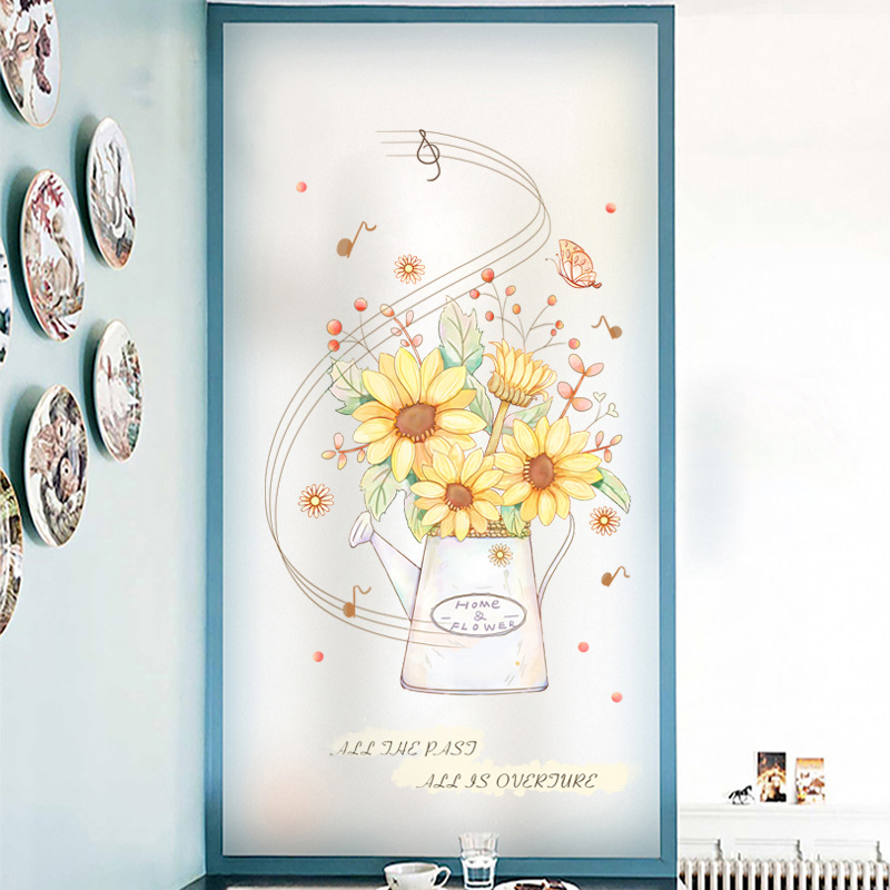 Langų plėvelė su matinou paviršiumi – elektrostatinis prilipimas, PVC; stilius: Naujasis Kinijos stilius; tinkama svetainei, miegamajam ir vonios kambariui