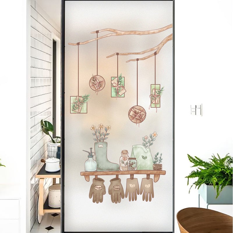 Langų plėvelė su matinou paviršiumi – elektrostatinis prilipimas, PVC; stilius: Naujasis Kinijos stilius; tinkama svetainei, miegamajam ir vonios kambariui