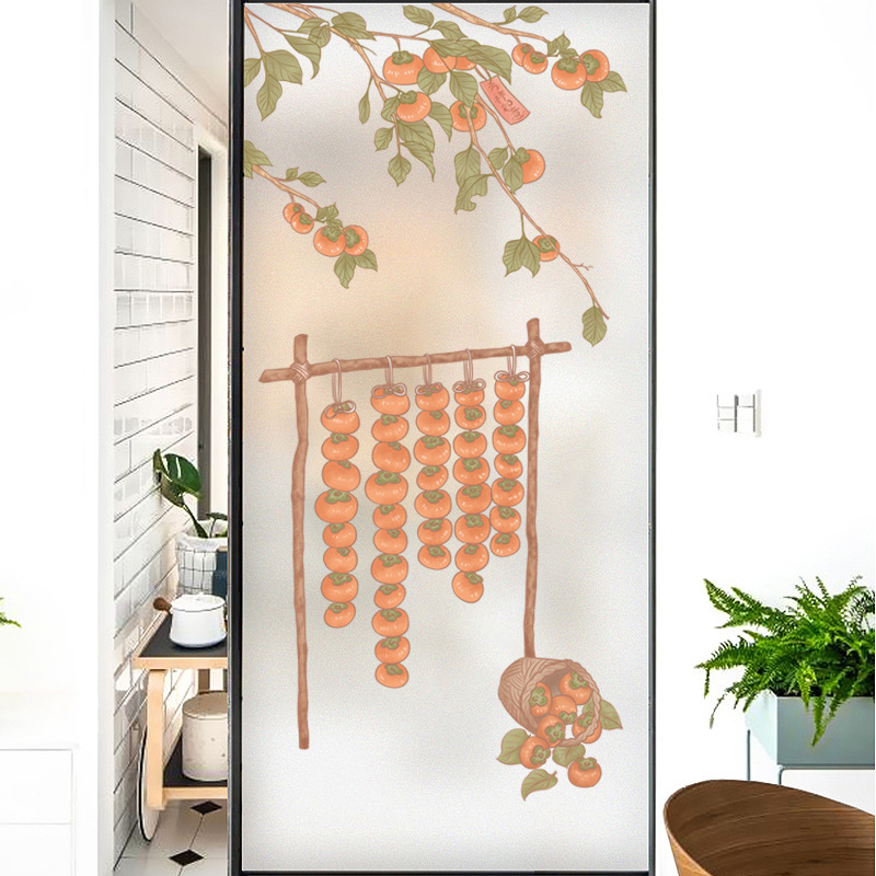 Langų plėvelė su matinou paviršiumi – elektrostatinis prilipimas, PVC; stilius: Naujasis Kinijos stilius; tinkama svetainei, miegamajam ir vonios kambariui