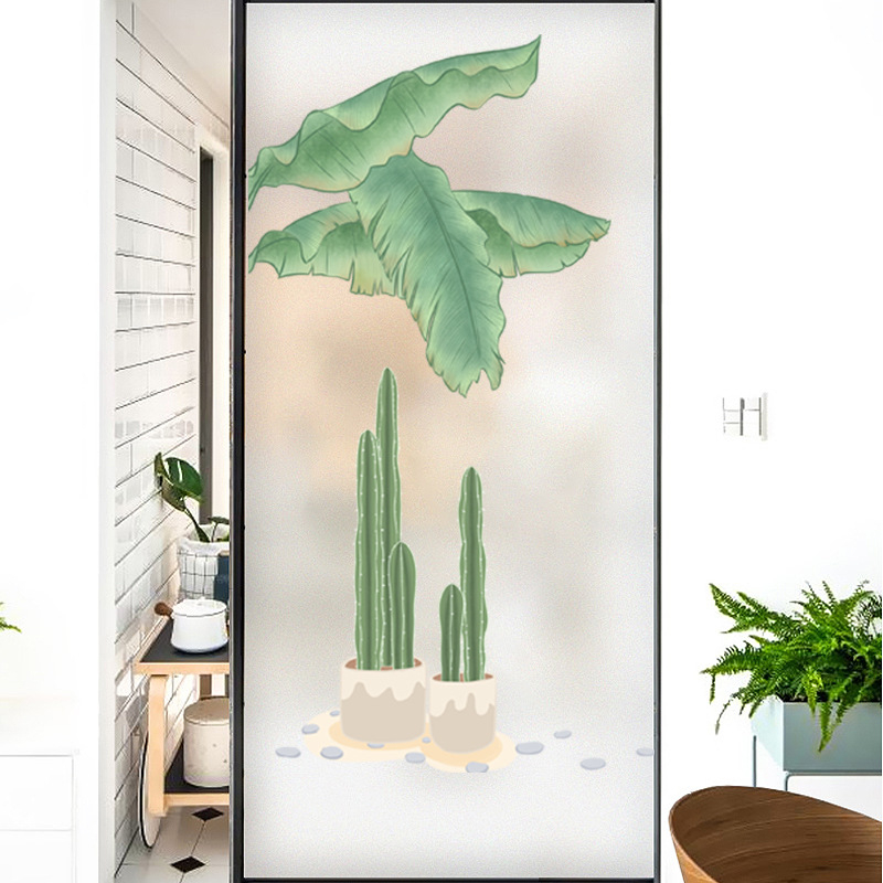 Langų plėvelė su matinou paviršiumi – elektrostatinis prilipimas, PVC; stilius: Naujasis Kinijos stilius; tinkama svetainei, miegamajam ir vonios kambariui