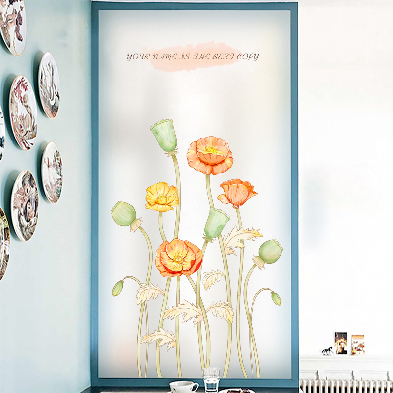 Langų plėvelė su matinou paviršiumi – elektrostatinis prilipimas, PVC; stilius: Naujasis Kinijos stilius; tinkama svetainei, miegamajam ir vonios kambariui