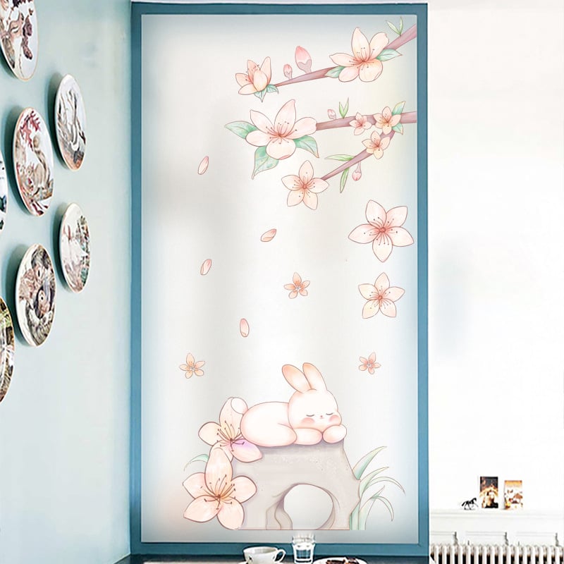 Langų plėvelė su matinou paviršiumi – elektrostatinis prilipimas, PVC; stilius: Naujasis Kinijos stilius; tinkama svetainei, miegamajam ir vonios kambariui