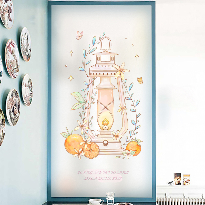 Langų plėvelė su matinou paviršiumi – elektrostatinis prilipimas, PVC; stilius: Naujasis Kinijos stilius; tinkama svetainei, miegamajam ir vonios kambariui