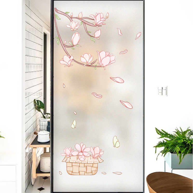 Langų plėvelė su matinou paviršiumi – elektrostatinis prilipimas, PVC; stilius: Naujasis Kinijos stilius; tinkama svetainei, miegamajam ir vonios kambariui