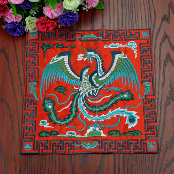 Patch brodat cu mașina – motiv Dragon Phoenix Kirin Crane, material poliester, seria Chinese Style, broderie finalizată