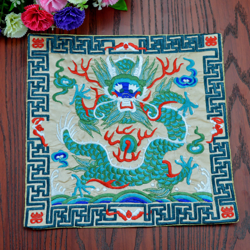 Patch brodat cu mașina – motiv Dragon Phoenix Kirin Crane, material poliester, seria Chinese Style, broderie finalizată