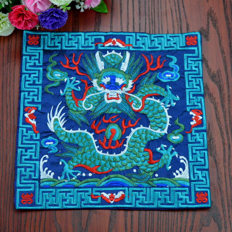 Patch brodat cu mașina – motiv Dragon Phoenix Kirin Crane, material poliester, seria Chinese Style, broderie finalizată