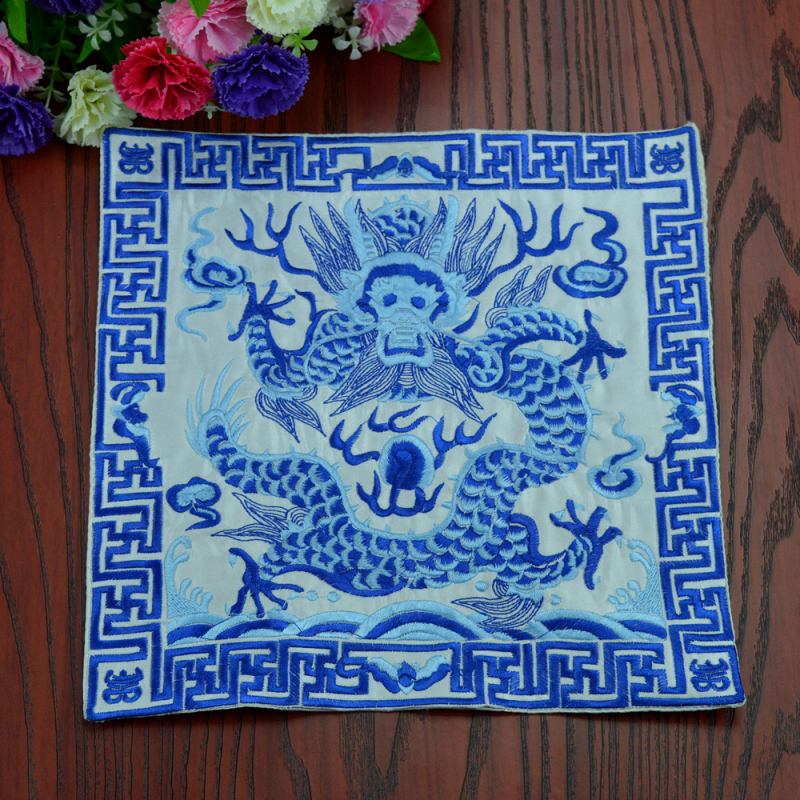 Patch brodat cu mașina – motiv Dragon Phoenix Kirin Crane, material poliester, seria Chinese Style, broderie finalizată