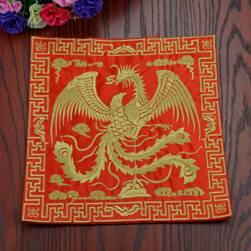 Patch brodat cu mașina – motiv Dragon Phoenix Kirin Crane, material poliester, seria Chinese Style, broderie finalizată