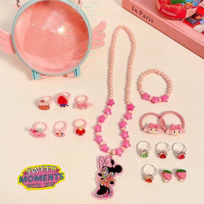 Vaikų papuošalų rinkinys - rankų darbo, plastikas/lydinys, kamuoliukų grandinė, pakabukas iš lydinio, Korėjos stiliaus, 3–10 metų