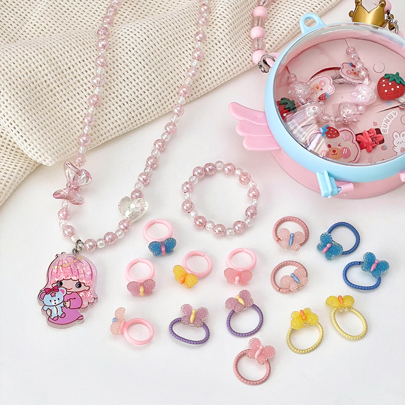 Vaikų papuošalų rinkinys - rankų darbo, plastikas/lydinys, kamuoliukų grandinė, pakabukas iš lydinio, Korėjos stiliaus, 3–10 metų