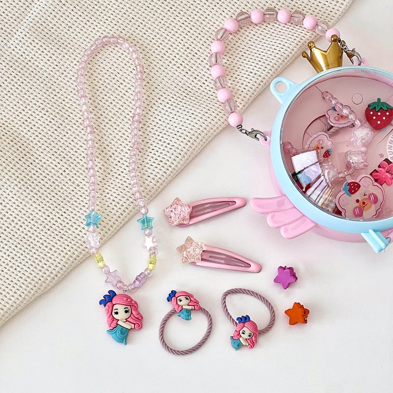 Vaikų papuošalų rinkinys - rankų darbo, plastikas/lydinys, kamuoliukų grandinė, pakabukas iš lydinio, Korėjos stiliaus, 3–10 metų