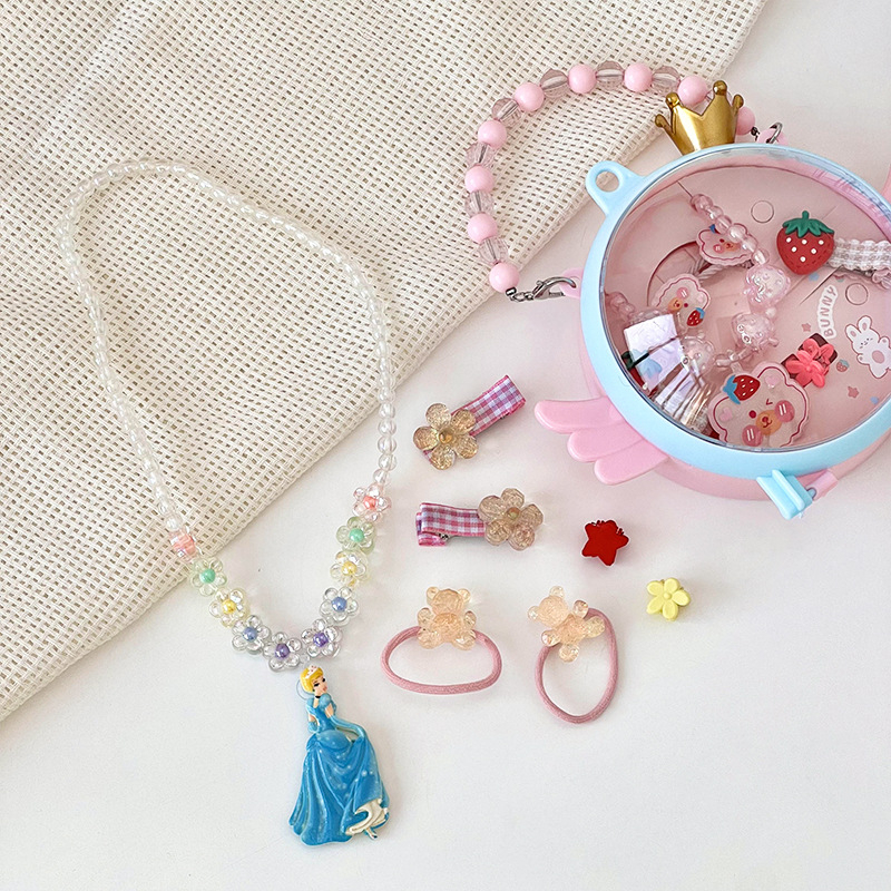 Vaikų papuošalų rinkinys - rankų darbo, plastikas/lydinys, kamuoliukų grandinė, pakabukas iš lydinio, Korėjos stiliaus, 3–10 metų