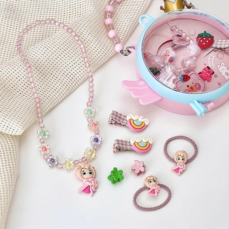 Vaikų papuošalų rinkinys - rankų darbo, plastikas/lydinys, kamuoliukų grandinė, pakabukas iš lydinio, Korėjos stiliaus, 3–10 metų