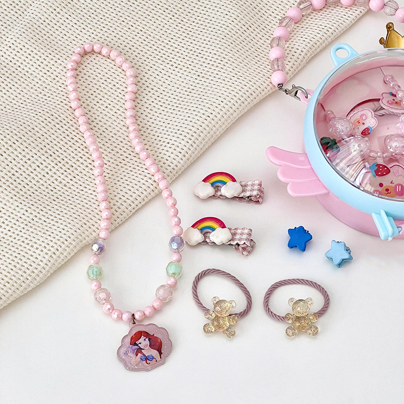 Vaikų papuošalų rinkinys - rankų darbo, plastikas/lydinys, kamuoliukų grandinė, pakabukas iš lydinio, Korėjos stiliaus, 3–10 metų