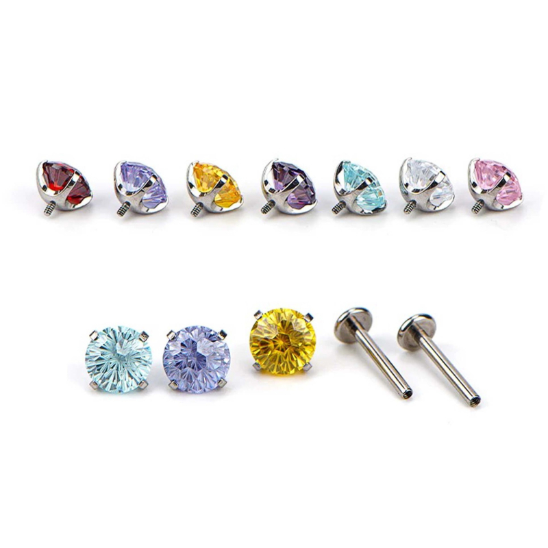 Ακουστικά αυτιού από τιτάνιο με κρύσταλλο ζιρκόνιο | Unisex μινιμαλιστικό στυλ, επεξεργασία ζιρκόνιο